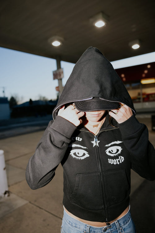 Newworld Cropped Body Bag Full-Zip Hoodie